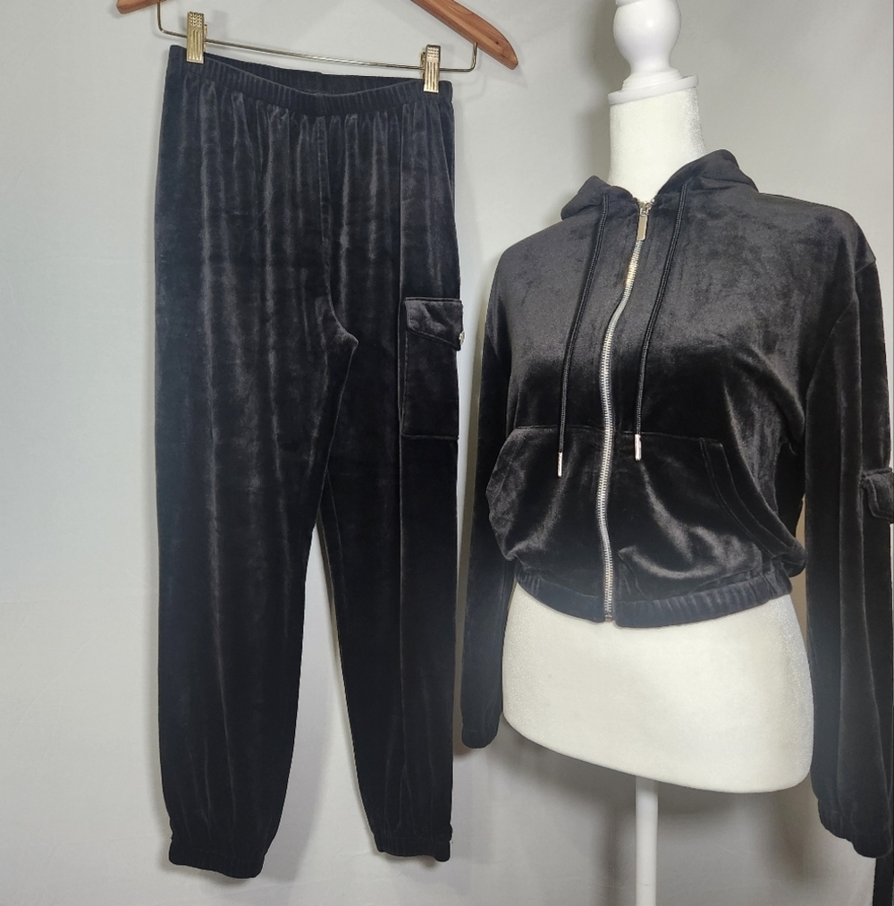 No Boundaries Black Velour Tracksuit Set S(3-5)